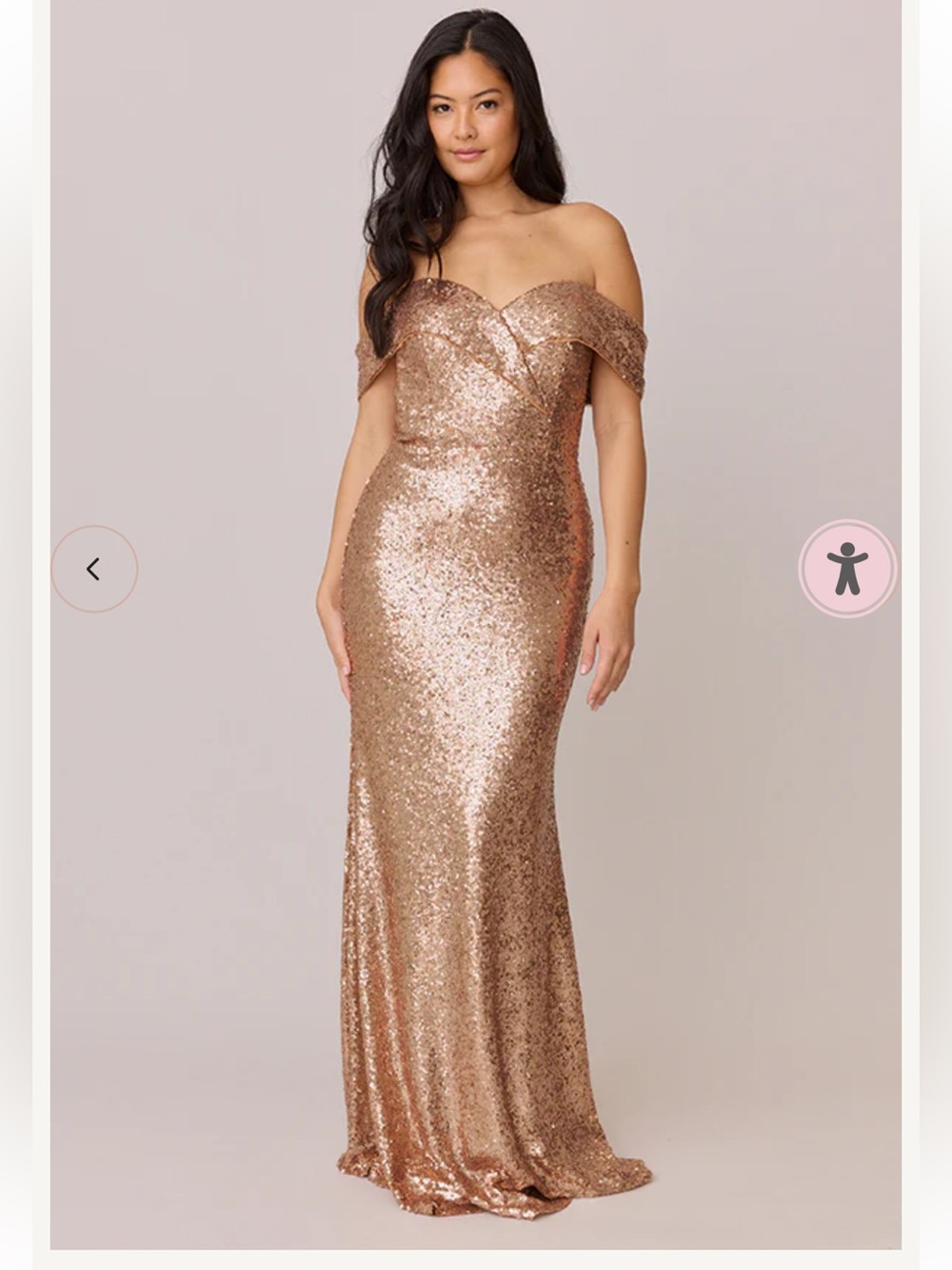 Revelry Strapless Sequin Gown in Rose Gold